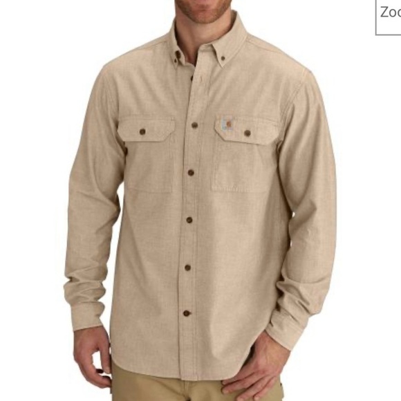 Carhartt S202 Tan Long Sleeve Chambray Shirt - Picture 1 of 12